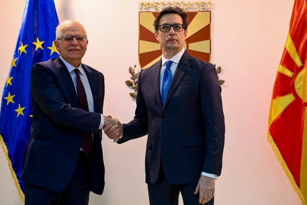 Prime Minister, Josep Borrell and President of Northern Macedonia, Stevo Pendarovski at Skopje.