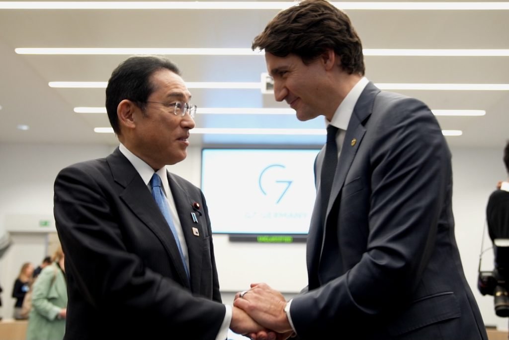 Prime Minister of Canada Justin Trudeau meets Prime Minister of Japan Kishida Fumio on the margins of G7 summit