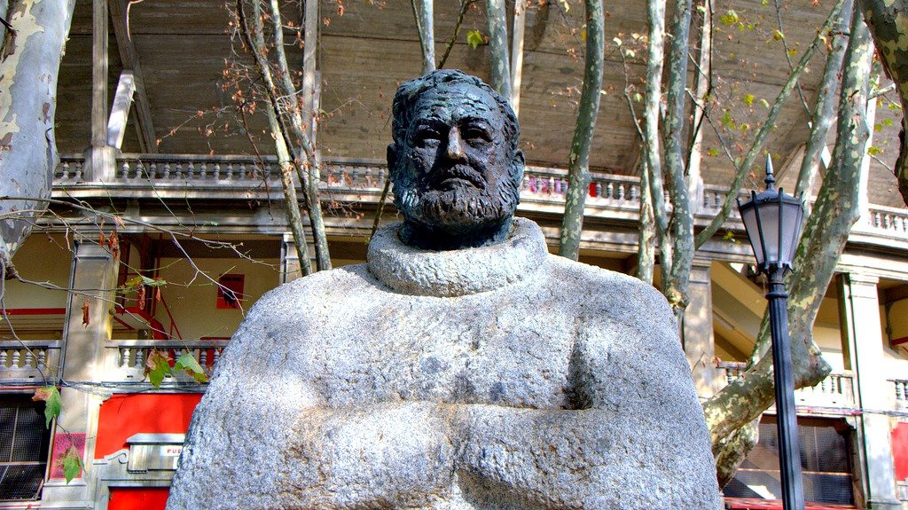 Statue of Hemingway near the bullring of Pamplona