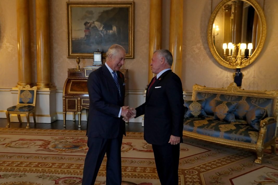 Ruler of Jordan, Abdullah II meeting Kind Charles III of UK