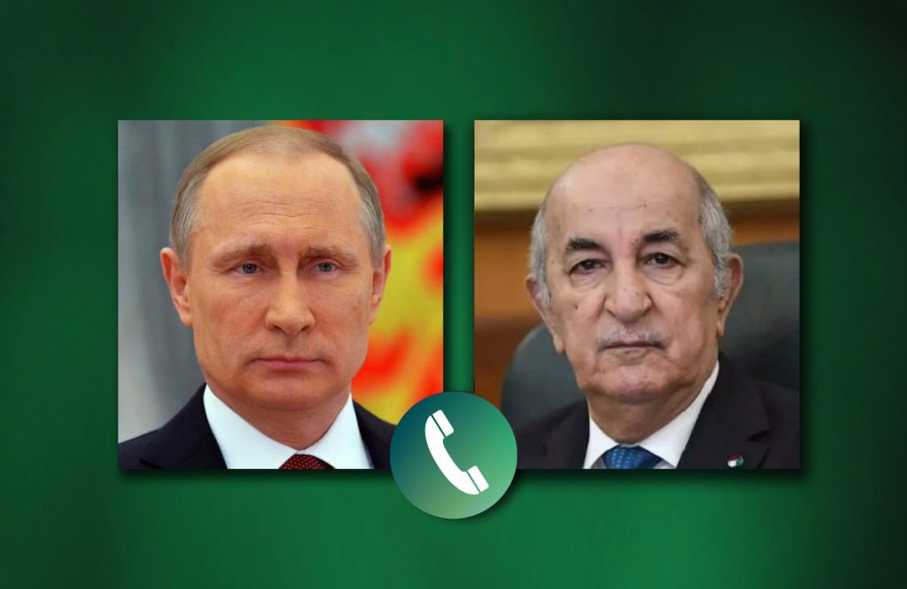 According to the Russian Foreign Ministry, Russian President Vladimir Putin and Abdelmadjid Tebboune, the President of Algeria, spoke over the phone on Tuesday