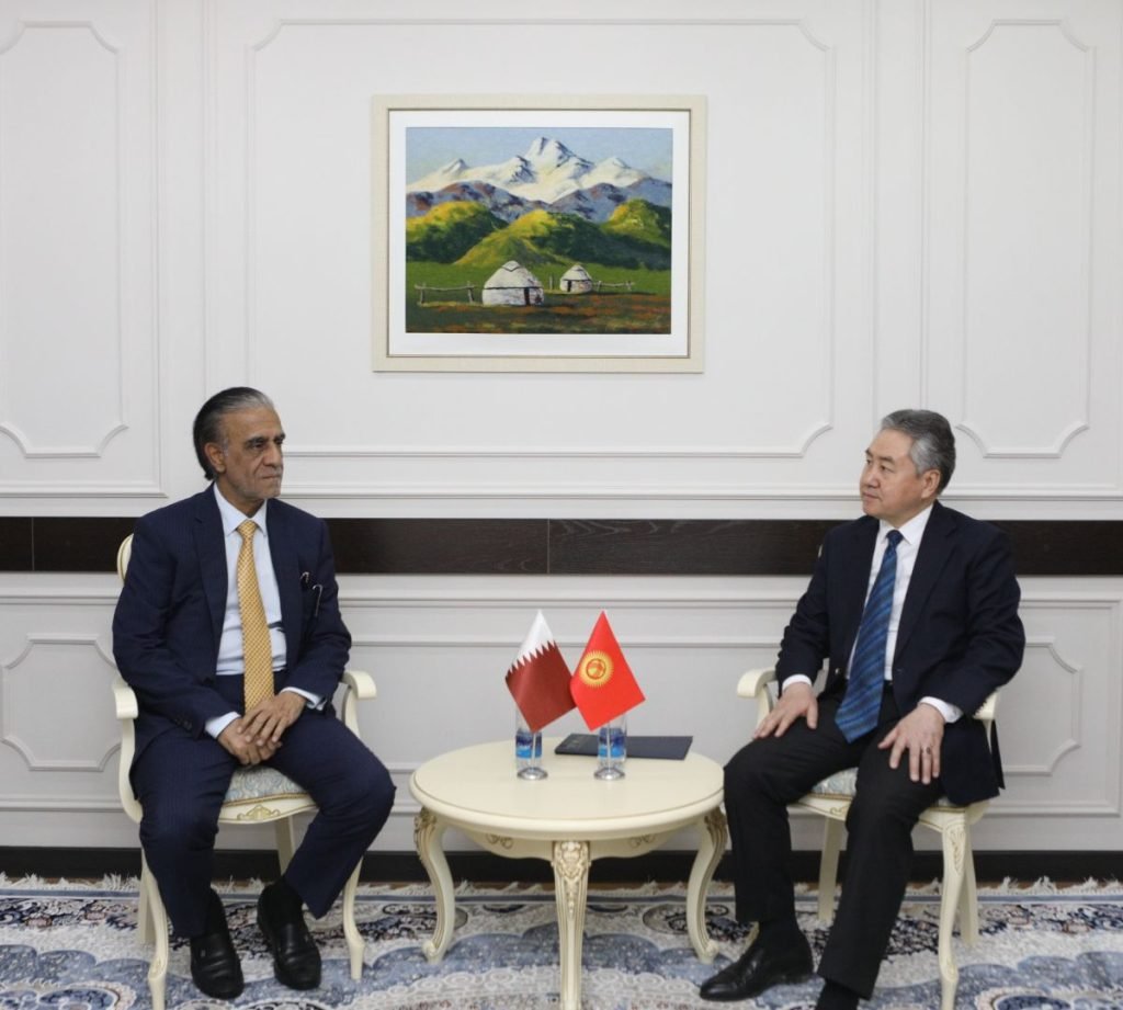 The Minister of Foreign Affairs of the Kyrgyz Republic Mr. Zheenbek Kulubaev received the Ambassador Extraordinary and Plenipotentiary of the State of Qatar to the Kyrgyz Republic Mr. Abdullah bin Ahmed Al-Suleiti.