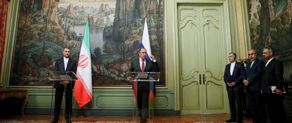 Foreign Minister of Russia, Sergey Lavrov (R) met with the Foreign Minister of Iran, Hossein Amir Abdollahian (L)