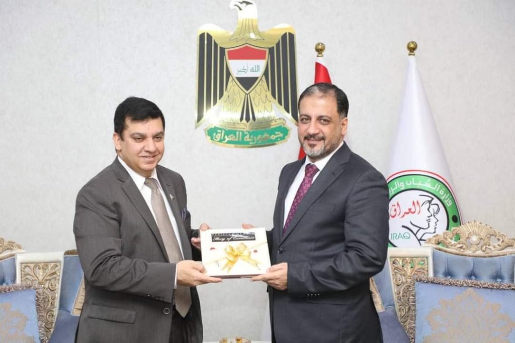 Pakistan's Ambassador and Iraq's Minister for youth and sports in one frame.