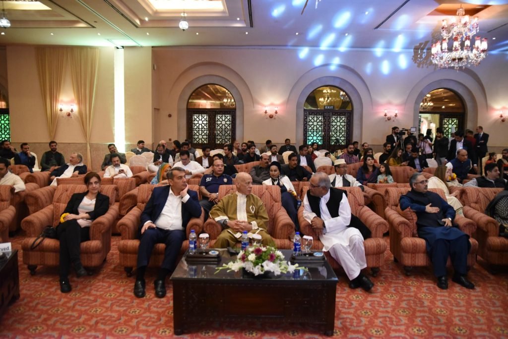 Diplomats, representatives from the business community, officials from the government, and members of the media among the audience.