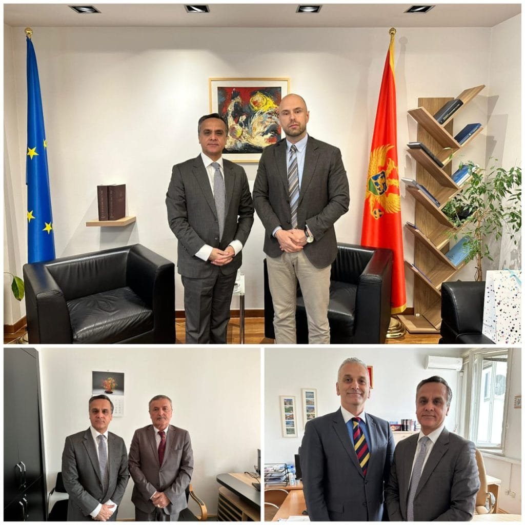 Pakistan's Ambassador with the Advisor to the PM on Foreign Policy, Djordje Radulovic, the Chief of Protocol, Gojko Celebic, and the DG of Cultural and Economic Diplomacy, Dejan Vukovic.