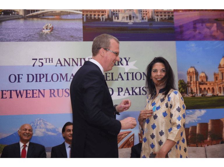 Asma Naveed, Head of the Russian Language Department of the National University of Modern Languages, received the Pushkin Medal.