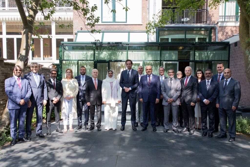 Dutch foreign minister with ambassadors from Arab countries after a meeting