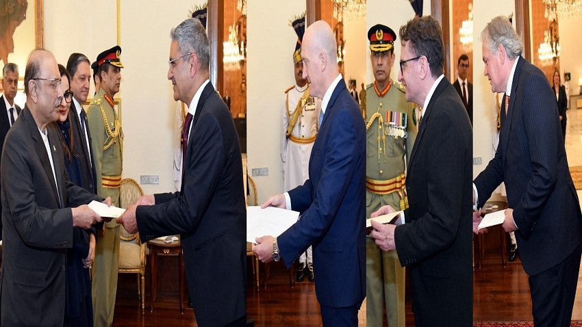 Newly Appointed Envoys of Four Countries Present Credentials to President Zardari
