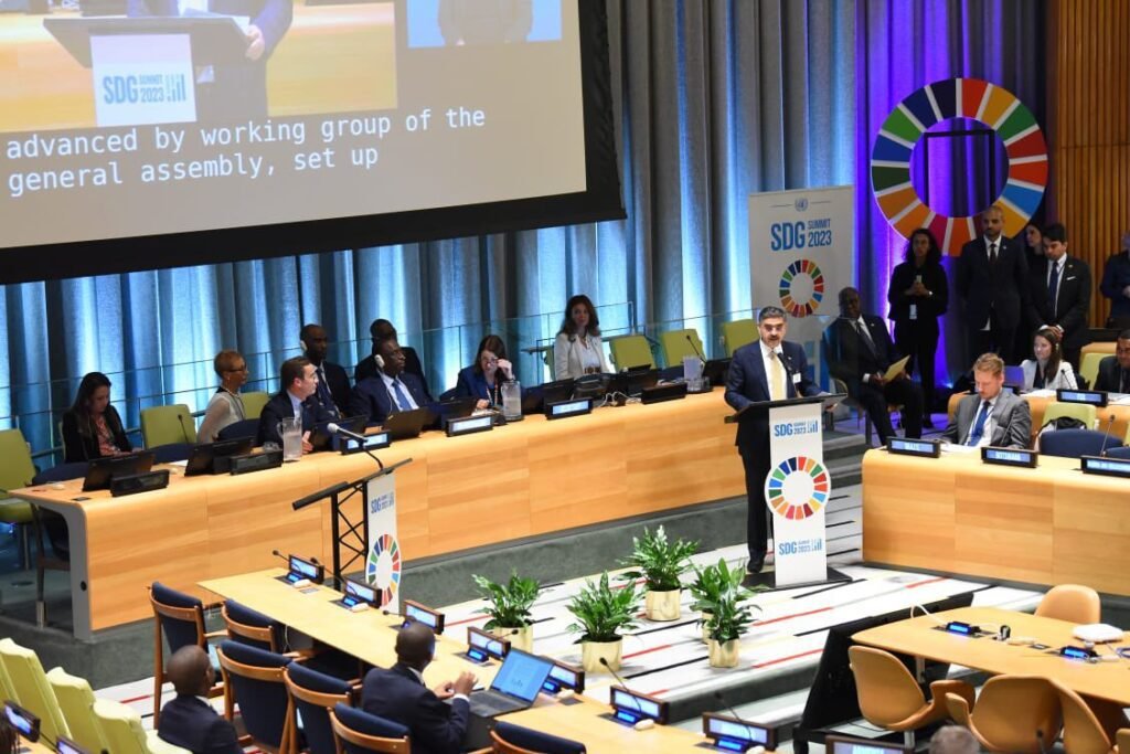 Caretaker Prime Minister of Pakistan speaking at the SDG Summit at UNGA.