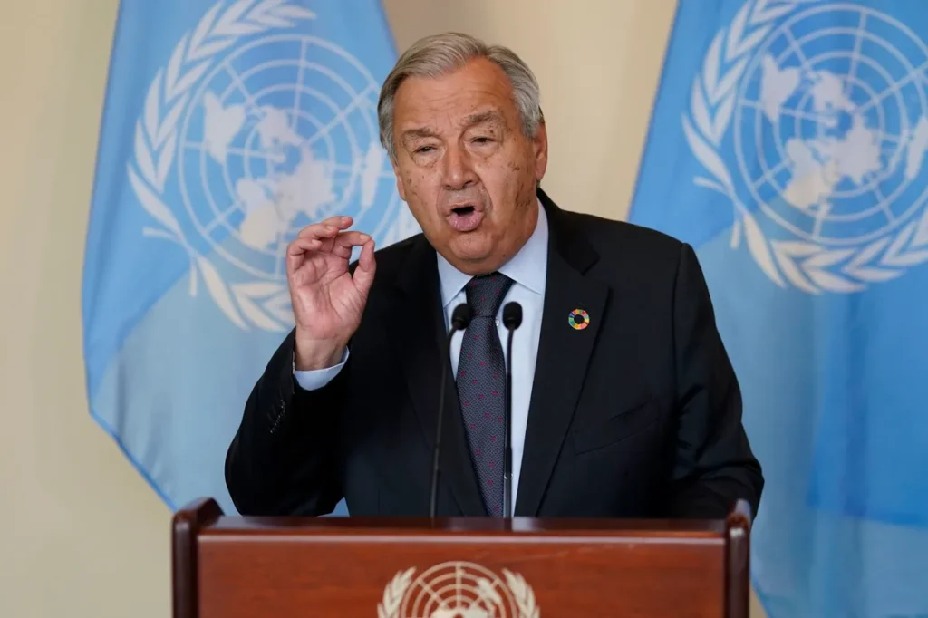 United Nations Secretary-General António Guterres delivered a poignant address at the Climate Ambition Summit in New York