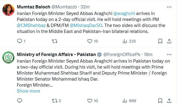 Iran's Foreign Finister to Visit Pakistan this Week