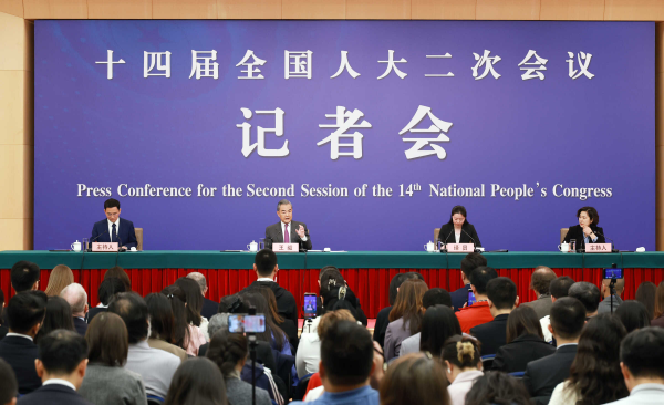 Chinese Foreign Minister Wang Yi delivered a speech on China's global diplomatic vision at The second session of the 14th National People’s Congress, which hosted the press conference at the Press Conference Hall of the Media Center in Beijing.
