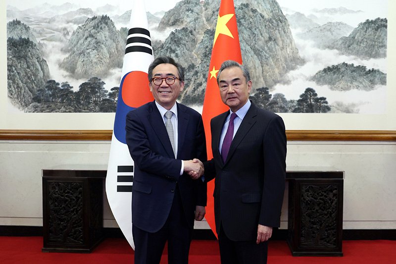 Chinese Foreign Minister Wang Yi, also a member of the Political Bureau of the Communist Party of China Central Committee, holds talks with Cho Tae-yul, foreign minister of the Republic of Korea (ROK), in Beijing, capital of China, May 13, 2024.