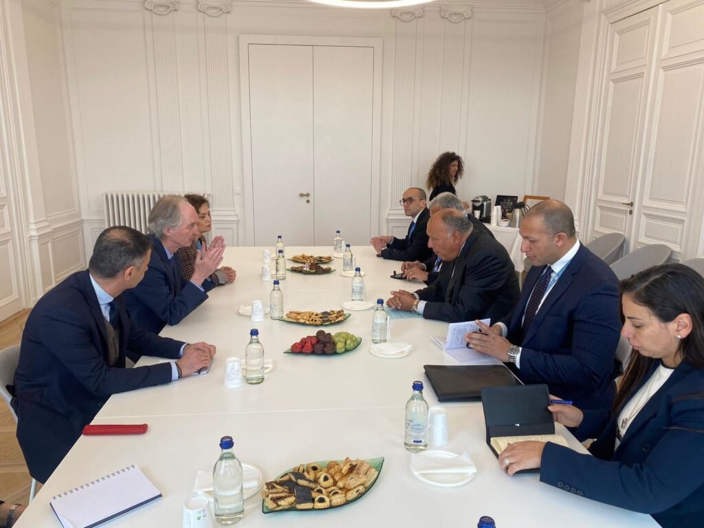 Egypt's Foreign Minister meets UN Syria Envoy in Geneva