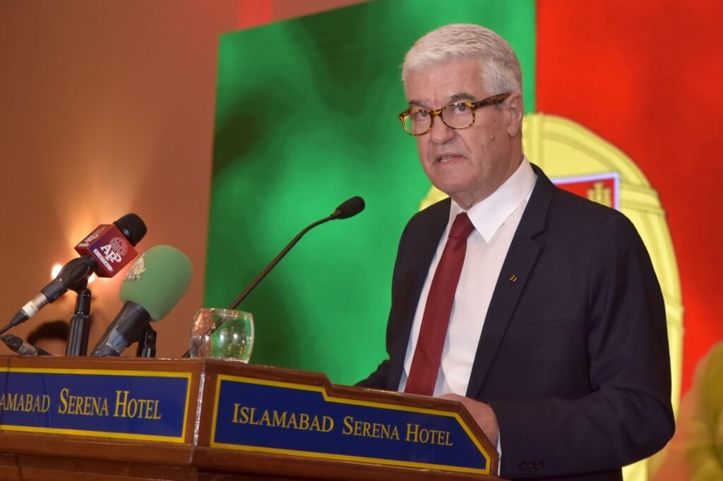 Ambassador of Portugal Manuel Frederico Pinheiro da Silva addressing the ceremony