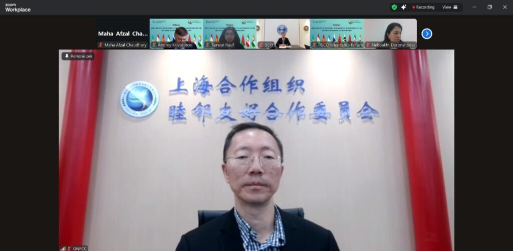 Post-Tianjin SCO Summit: Achievements and Prospects for Multipolar Regional Cooperation 1 Yu Xueyong, Deputy Secretary General GNFCC, addressing the webinar